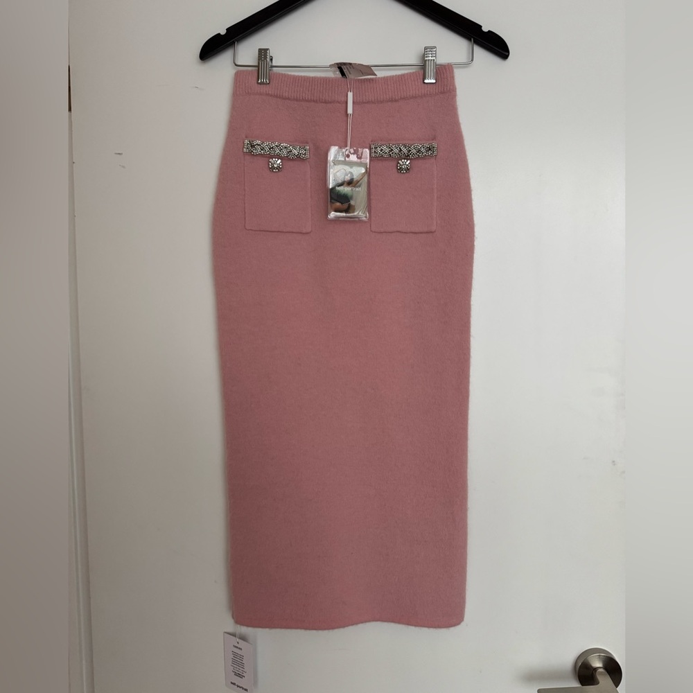 Self-Portrait Pencil Skirt with Embellished Pockets